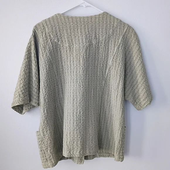 Focus 100% Cotton Crinkle Textured Button Front Jacket Natural Minimalist Coasta - Picture 6 of 7